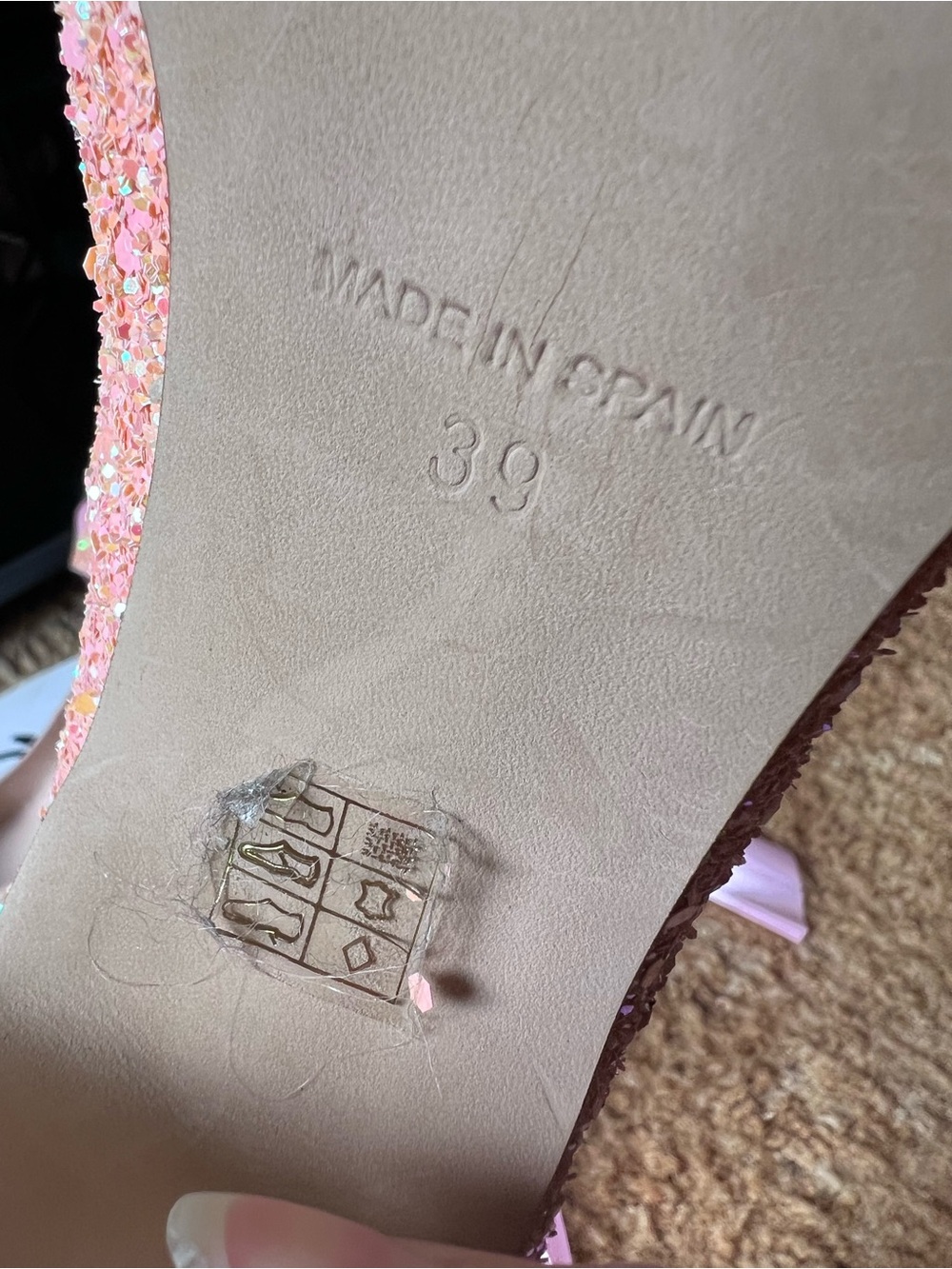 Free People Pink Glitter Lana Block Heels size women’s 9. - Picture 10 of 17